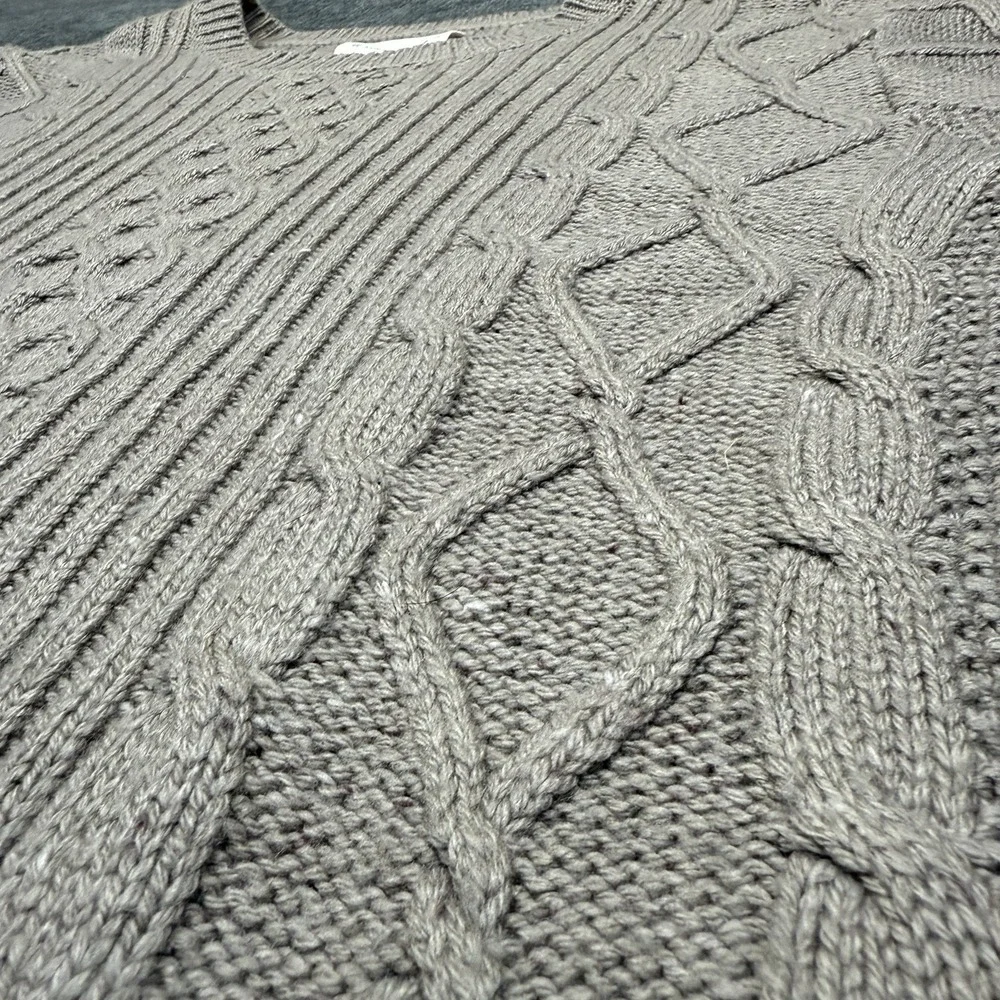Lucky Brand Wool Blend Sweater Mens XXL Cable Knit Crewneck Fisherman Tan‎